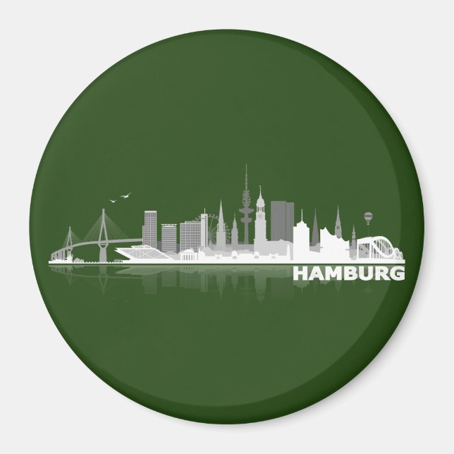 Hamburg City Skyline Magnet / kühlschrankmagnet (Framsidan)
