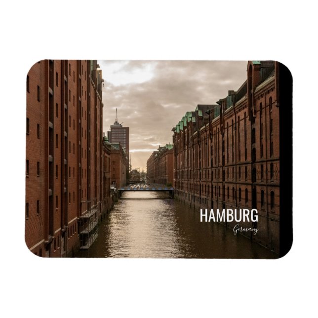 Hamburg City Tysklandare Speicherstadt Magnet (Horisontell)