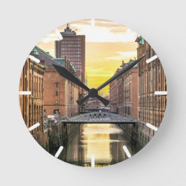 Hamburg CityScape Rund Klocka