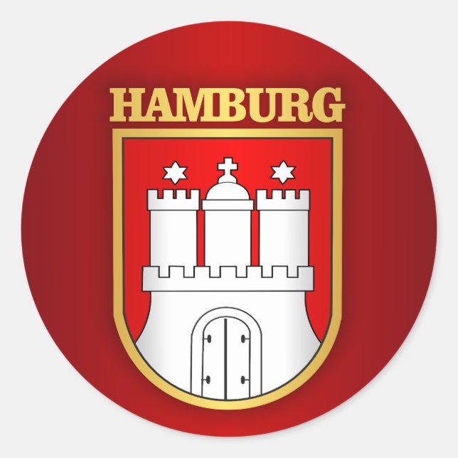Hamburg COA Runt Klistermärke (Framsida)