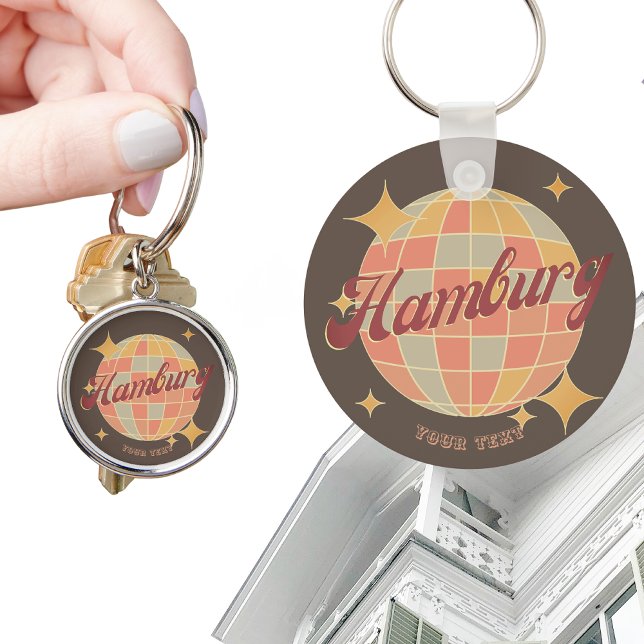 Hamburg Deutschland Retro Vintage Party Nyckelring (Skapare uppladdad)