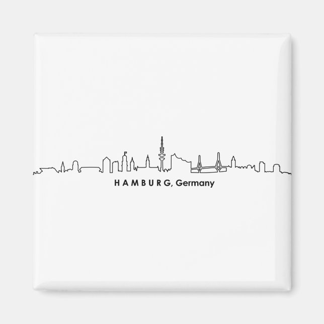 HAMBURG Elbe Tyskland City Skyline Silhouette Magnet (Framsidan)