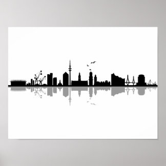 HAMBURG Elbe Tyskland City Skyline Silhouette Poster