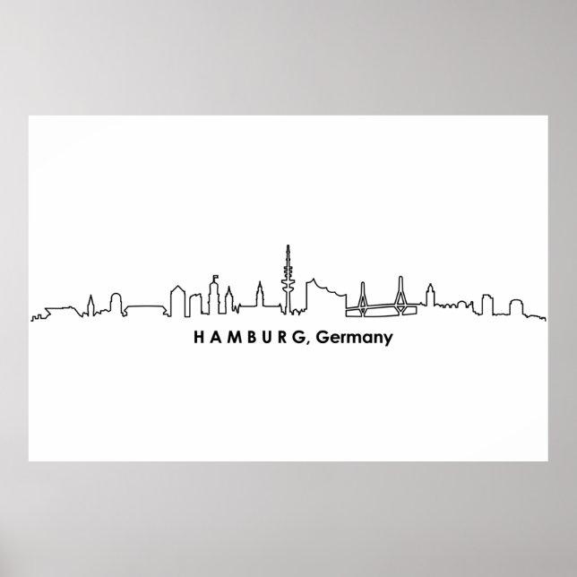 HAMBURG Elbe Tyskland City Skyline Silhouette Poster (Framsidan)