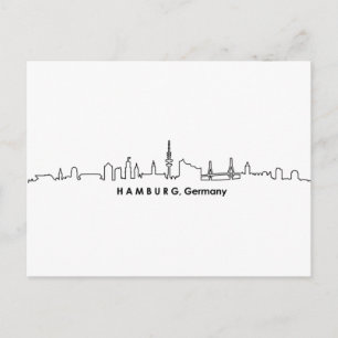HAMBURG Elbe Tyskland City Skyline Silhouette Vykort