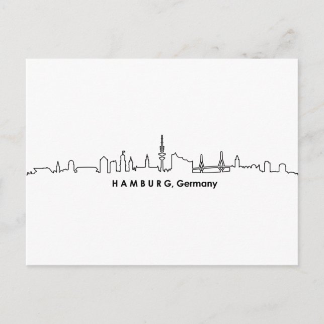 HAMBURG Elbe Tyskland City Skyline Silhouette Vykort (Framsida)