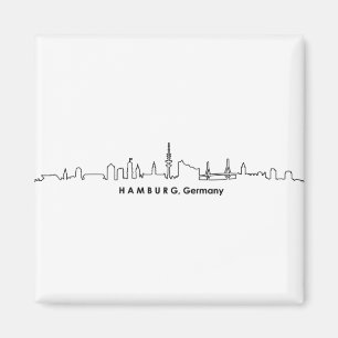 HAMBURG Elbe Tysklandare City Skyline Silhouette Magnet