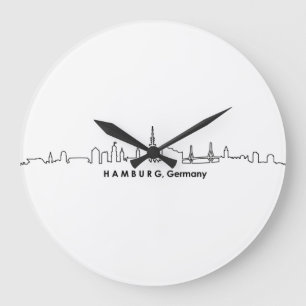 HAMBURG Elbe Tysklandare City Skyline Silhouette Stor Klocka