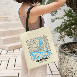 Hamburg, Germany City Map Tote Bag Tygkasse