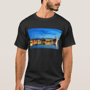 Hamburg hamn Hafen Tyskland Alster natt T-shirt
