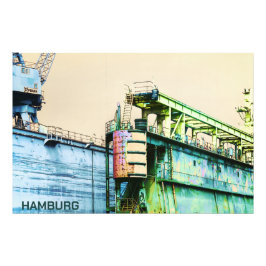 Hamburg hamn - kaj - Sachers konst - Fototryck