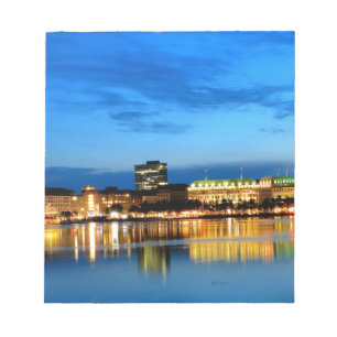 Hamburg hamnHafen Deutschland Alster natt Anteckningsblock