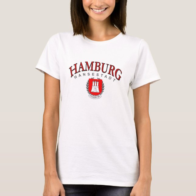 Hamburg Hansestadt - schlichtes Design mit Wappen T Shirt (Framsida)