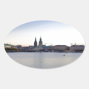 Hamburg Harbor Hafen Hamburger Deutschland Ovalt Klistermärke