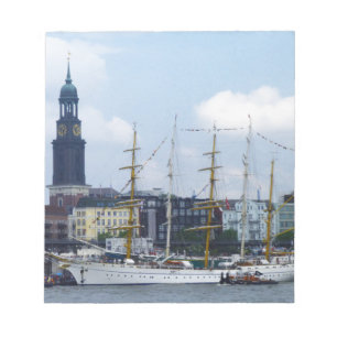 Hamburg Harbour Hafen Michel Deutschland Schiffe Anteckningsblock