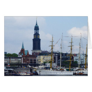 Hamburg Harbour Hafen Michel Deutschland Schiffe Hälsningskort