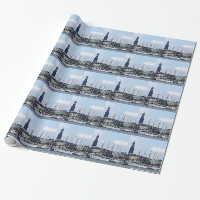 Hamburg Harbour Hafen Michel Deutschland Schiffe Presentpapper (Utrullad)
