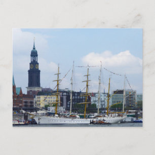 Hamburg Harbour Hafen Michel Deutschland Schiffe Vykort