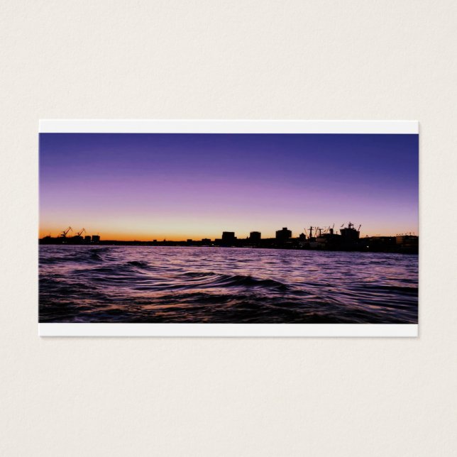 Hamburg Harbour Silhouette Sunset Visitkort (Framsidan)