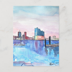 Hamburg Harbour Skyline och Elbe Philharmonic Hall Vykort