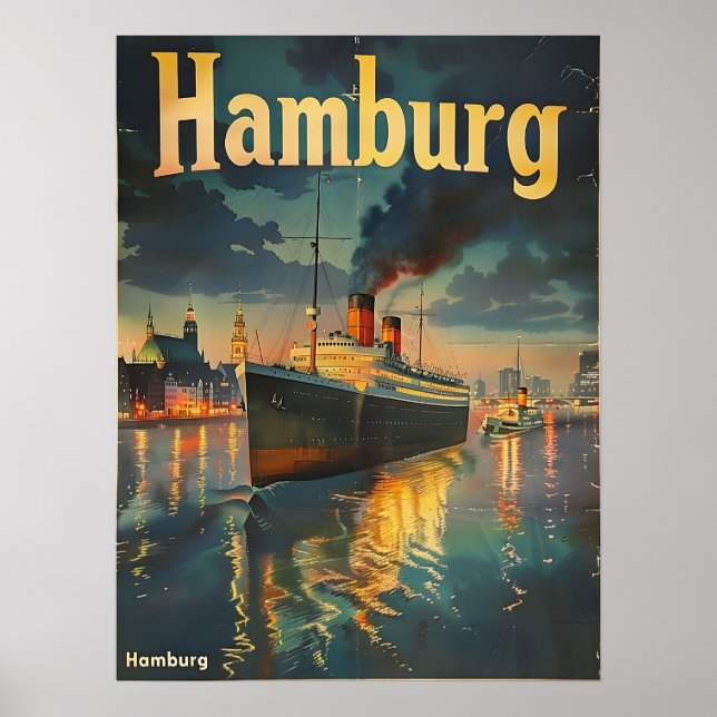 Hamburg Harbour Vintage Poster (Framsidan)