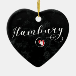 Hamburg Heart, Julgran Ornament, Tyskland Julgransprydnad Keramik