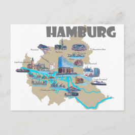 Hamburg Karta Overview Vykort