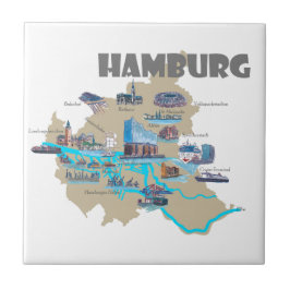Hamburg kartaöverblick kakelplatta