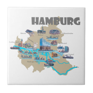 Hamburg kartaöverblick kakelplatta