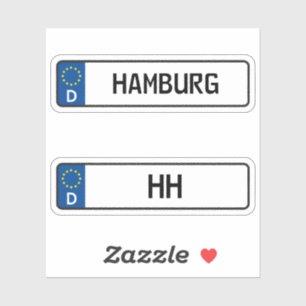 Hamburg kennzeichen, tysk registreringsskylt klistermärken
