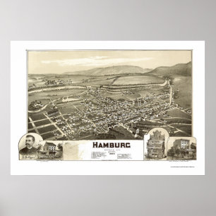 Hamburg, PA Panoramic Karta - 1889 Poster