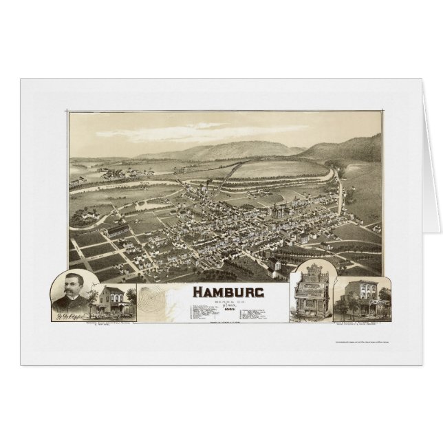 Hamburg panorama- karta för PA - 1889 Hälsningskort (Framsidan Horizontal)