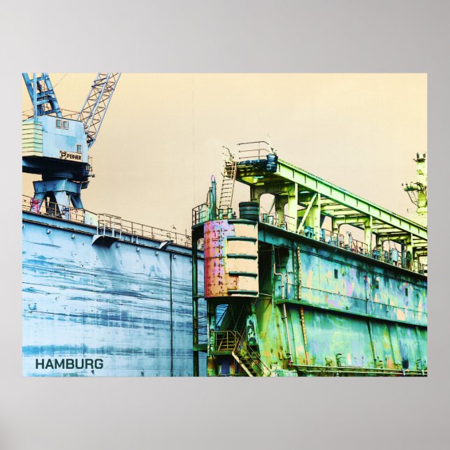 Hamburg Port Dock - Sacher Art - Poster (Framsidan)