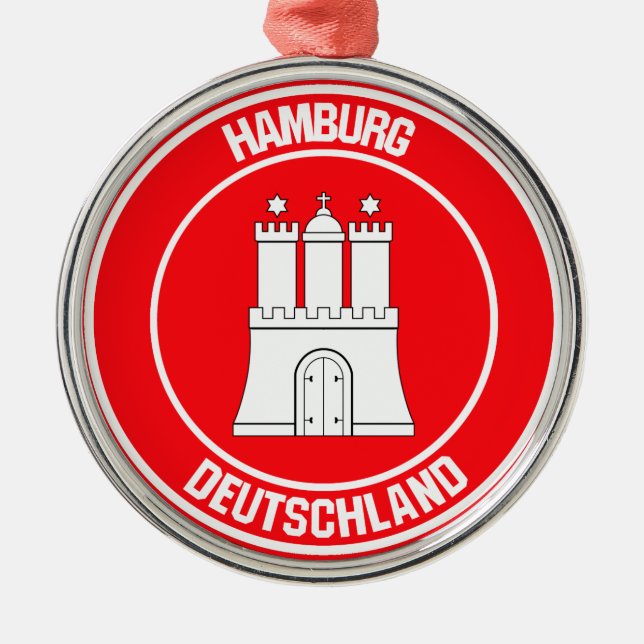 Hamburg Round Emblem Julgransprydnad Metall (Framsidan)