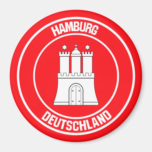 Hamburg Round Emblem Magnet (Framsidan)