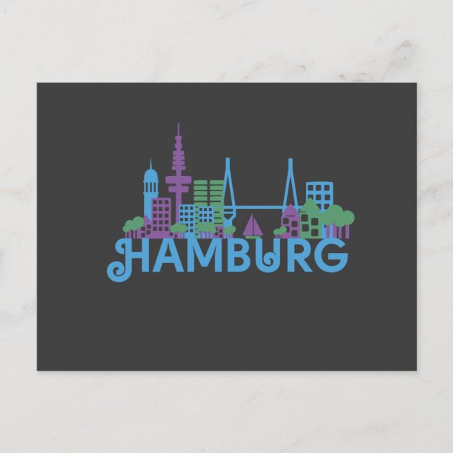 Hamburg Skyline Post Card Vykort (Framsida)