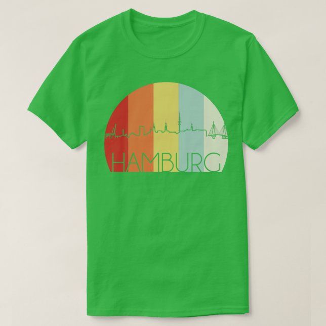 Hamburg Skyline Retro T Shirt (Design framsida)