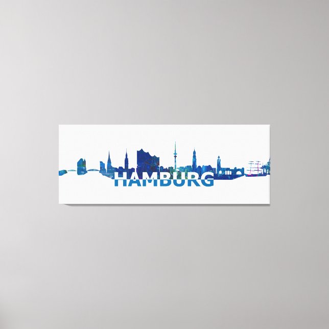 Hamburg Skyline Silhouette Canvastryck (Framsida)