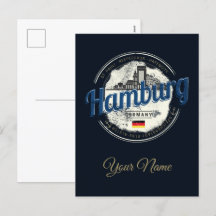 Hamburg Skyline Tyskland Vintage Helgdag Souvenir