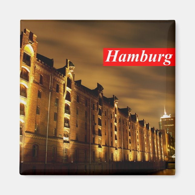 Hamburg - Speicherstadt bei Nacht - Magnet (Framsidan)