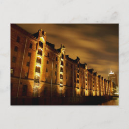 Hamburg - Speicherstadt bei Nacht - Postkarte Vykort