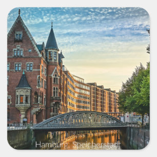 Hamburg Speicherstadt Fyrkantigt Klistermärke