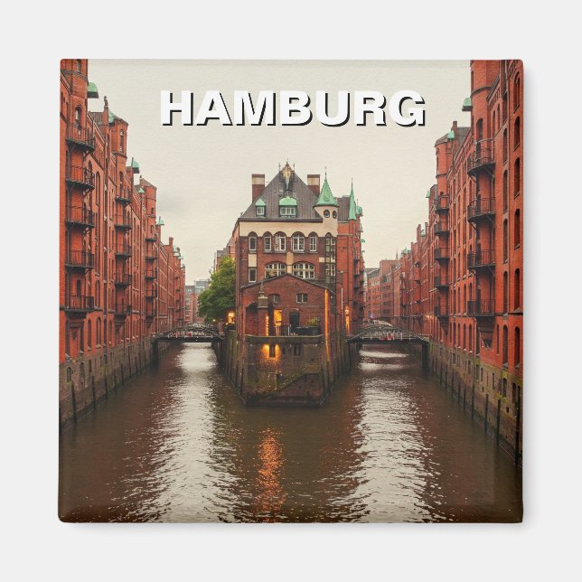 Hamburg Speicherstadt Tyskland Travel Magnet (Framsidan)