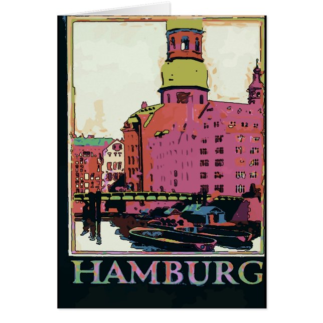 Hamburg Travel Poster Hälsningskort (Framsidan)