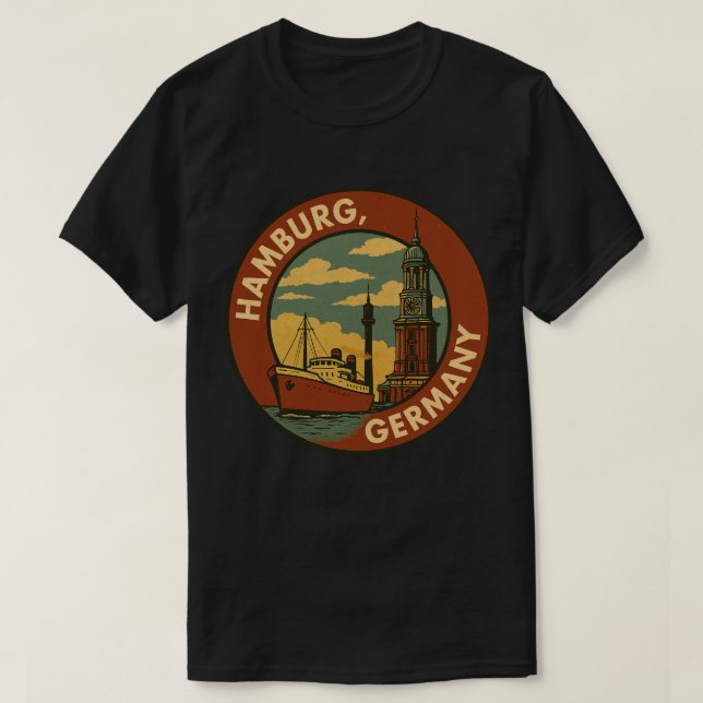 Hamburg tysk hamnstad t shirt (Design framsida)