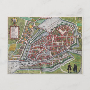 Hamburg Tyskland 1600 plan karta Vykort