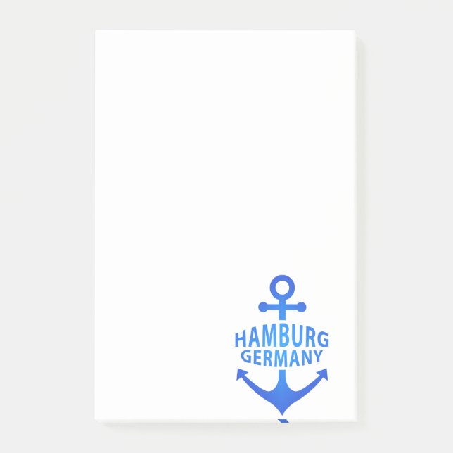 Hamburg Tyskland Blue Anchor Design Post-it Block (Framsida)