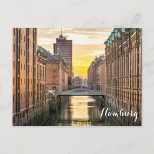 Hamburg Tyskland Canal Waterway Vykort