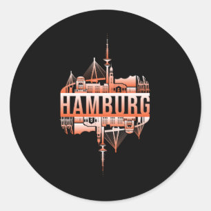 Hamburg Tyskland City Cityscape Funny Gift Idea Runt Klistermärke