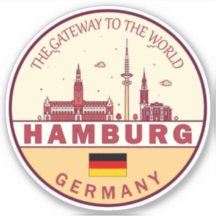 Hamburg Tyskland City Skyline Emblem Klistermärken
